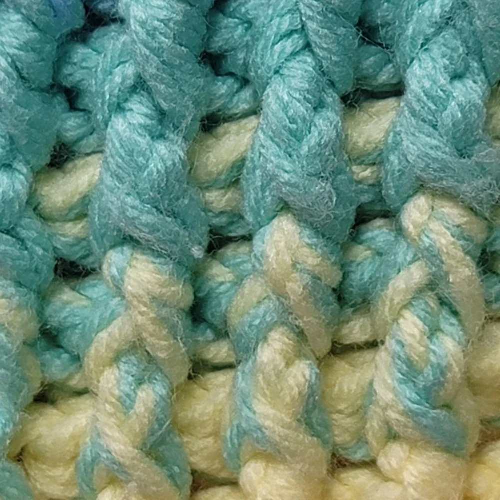 Handmade Crochet Blanket Heavy Chunky Pastel Rainbow Gradient Soft Cozy 50x71